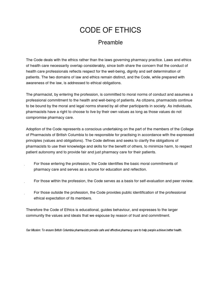 pharmacy code of conduct template ethical principles in pharmacy practice